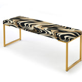 Mocha Zebra Stripes Striped Pattern - Upholstered Modern Bench