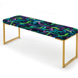Green And Purple Groovy Grid Adventure" Upholstered Geometric Bench - Modern Bench