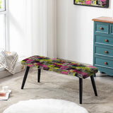 Popart Neon Newspaper Collage - Upholstered Modern Bench