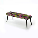 Popart Neon Newspaper Collage - Upholstered Modern Bench