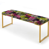 Popart Neon Newspaper Collage - Upholstered Modern Bench