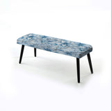 Arctic Breeze Blue Daisy" Upholstered Floral Bench - Traditional Bench