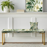 Bamboo Whispers Tropical Pattern - Upholstered Cottage Bench