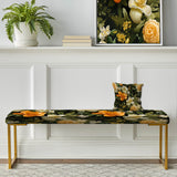 Mango Bloom Tropical Pattern - Upholstered Beachy Bench