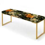 Mango Bloom Tropical Pattern - Upholstered Beachy Bench