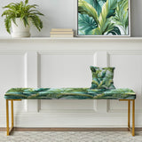 Palm Mirage Tropical Pattern - Upholstered Beachy Bench