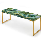 Palm Mirage Tropical Pattern - Upholstered Beachy Bench