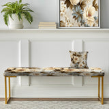 Ethereal Rococo Flourish Victorian Pattern II" Upholstered Floral Bench - Traditional Bench