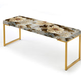 Ethereal Rococo Flourish Victorian Pattern II" Upholstered Floral Bench - Traditional Bench