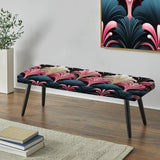 Damask Pink And Blue Art Deco Pattern - Upholstered Bohemian Bench