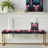 Damask Pink And Blue Art Deco Pattern - Upholstered Bohemian Bench