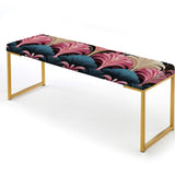 Damask Pink And Blue Art Deco Pattern - Upholstered Bohemian Bench