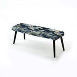 Blue And White Vintage Storm Waves - Upholstered Beachy Bench