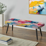 Watercolor Paint Lines With White Overlapping Stripes P - Upholstered Modern Bench