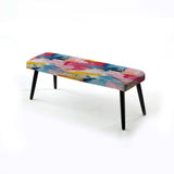 Watercolor Paint Lines With White Overlapping Stripes P - Upholstered Modern Bench
