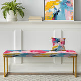 Watercolor Paint Lines With White Overlapping Stripes P - Upholstered Modern Bench