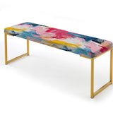 Watercolor Paint Lines With White Overlapping Stripes P - Upholstered Modern Bench