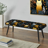 Cute Cat In Botanical Garden - Upholstered Cottage Bench