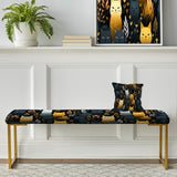 Cute Cat In Botanical Garden - Upholstered Cottage Bench