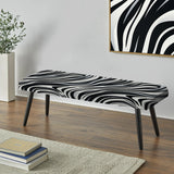 Black And White Zebra Stripes - Upholstered Eclectic Modern Bench