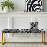 Black And White Zebra Stripes - Upholstered Eclectic Modern Bench