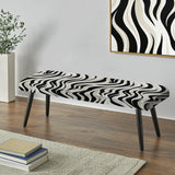 Black Zebra Print Wallpaper - Upholstered Eclectic Modern Bench