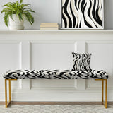 Black Zebra Print Wallpaper - Upholstered Eclectic Modern Bench