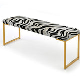 Black Zebra Print Wallpaper - Upholstered Eclectic Modern Bench