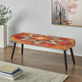 Moroccan Orange Tiles Collage I - Upholstered Bench