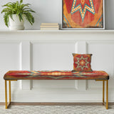 Moroccan Orange Tiles Collage I - Upholstered Bench