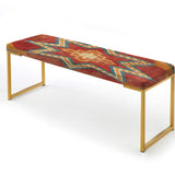 Moroccan Orange Tiles Collage I - Upholstered Bench