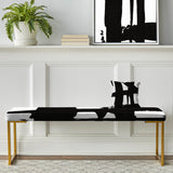 Black & White Crossing Paths II - Upholstered Bench