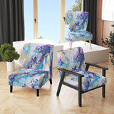Turquoise And Purple Liquid Art V - Upholstered Accent Chair