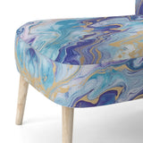 Turquoise And Purple Liquid Art V - Upholstered Accent Chair
