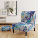 Turquoise And Purple Liquid Art V - Upholstered Accent Chair