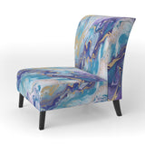 Turquoise And Purple Liquid Art V - Upholstered Accent Chair