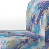 Turquoise And Purple Liquid Art V - Upholstered Accent Chair