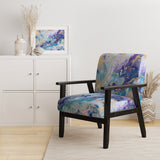 Turquoise And Purple Liquid Art V - Upholstered Accent Chair