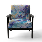 Turquoise And Purple Liquid Art V - Upholstered Accent Chair