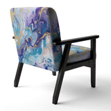 Turquoise And Purple Liquid Art V - Upholstered Accent Chair
