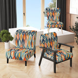 Orange And Blue Botanical Symphony III - Upholstered Accent Chair