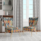 Orange And Blue Botanical Symphony III - Upholstered Accent Chair