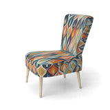Orange And Blue Botanical Symphony III - Upholstered Accent Chair