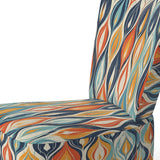 Orange And Blue Botanical Symphony III - Upholstered Accent Chair