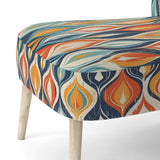 Orange And Blue Botanical Symphony III - Upholstered Accent Chair