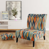 Orange And Blue Botanical Symphony III - Upholstered Accent Chair