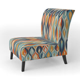 Orange And Blue Botanical Symphony III - Upholstered Accent Chair