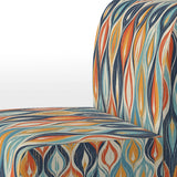 Orange And Blue Botanical Symphony III - Upholstered Accent Chair