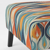 Orange And Blue Botanical Symphony III - Upholstered Accent Chair