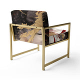 Gold and Red Fluid Fusion II - Modern Accent Chair